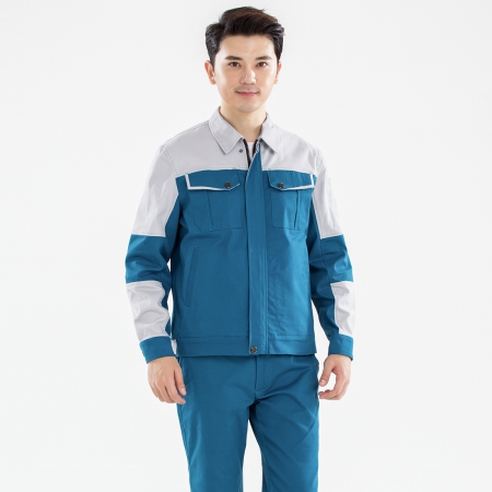 新款湖蓝色拼浅灰秋季工作服AC20-2